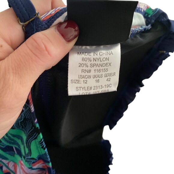 Shore Shapes Shaping Tummy Control Floral One Piece Swim Dress Size 12 - Picture 5 of 6